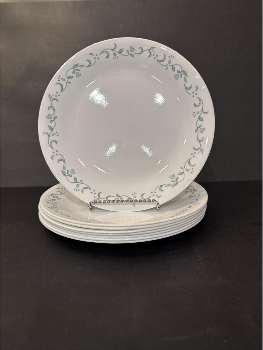 8 Vtg Corelle Vitrelle Country Cottage Dinner Plates  10 1/4" Heart Vine MINT